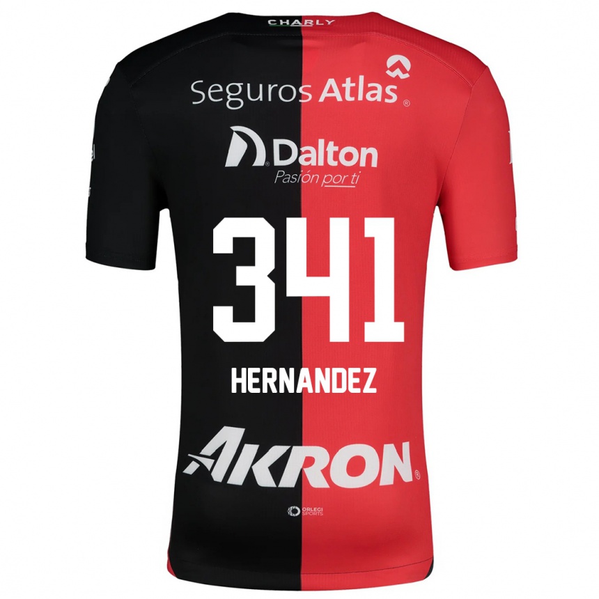 Niño Fútbol Camiseta Leonardo Hernández #341 Negro Rojo 1ª Equipación 2024/25 México