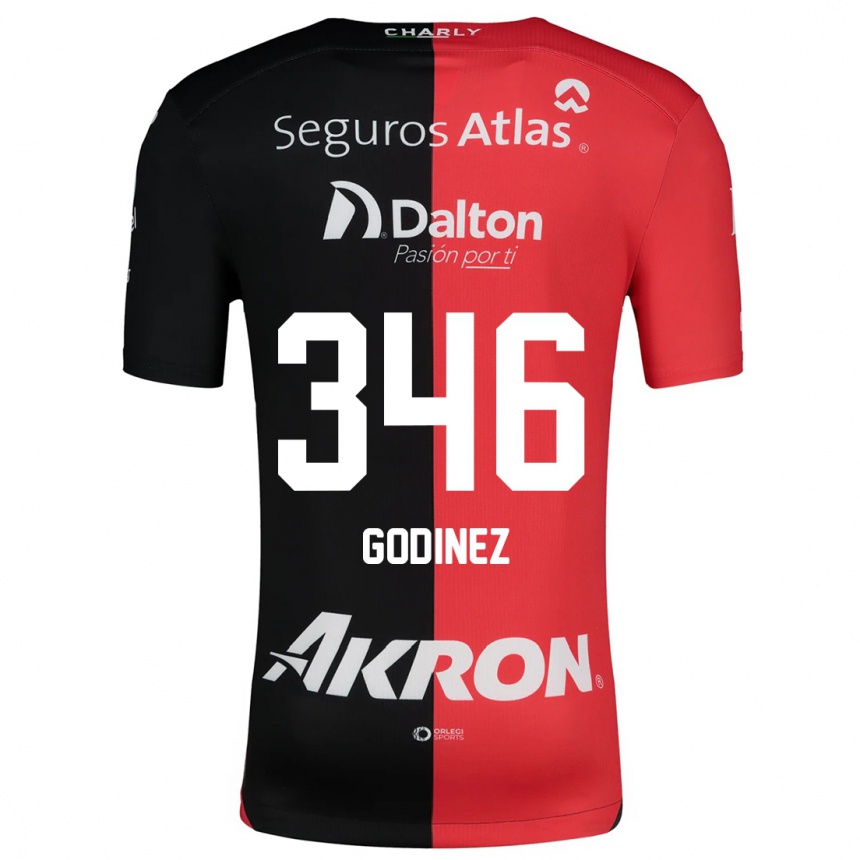 Niño Fútbol Camiseta Olmo Godínez #346 Negro Rojo 1ª Equipación 2024/25 México