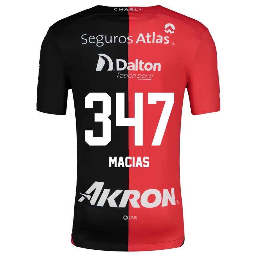 Niño Fútbol Camiseta Ángel Macías #347 Negro Rojo 1ª Equipación 2024/25 México