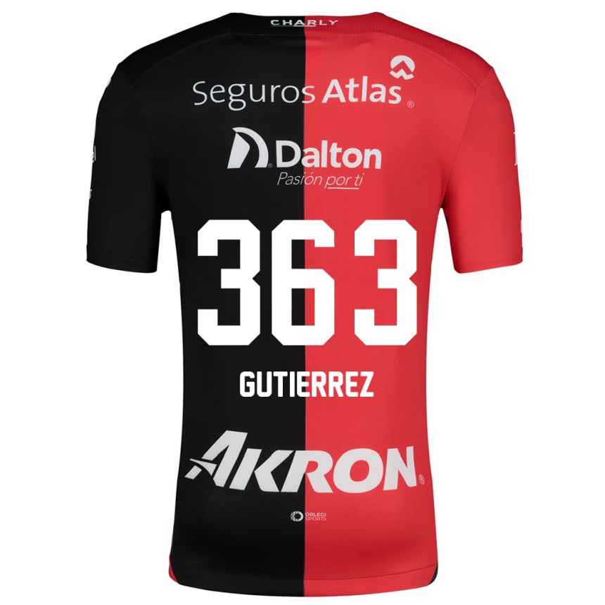 Niño Fútbol Camiseta Orlando Gutiérrez #363 Negro Rojo 1ª Equipación 2024/25 México