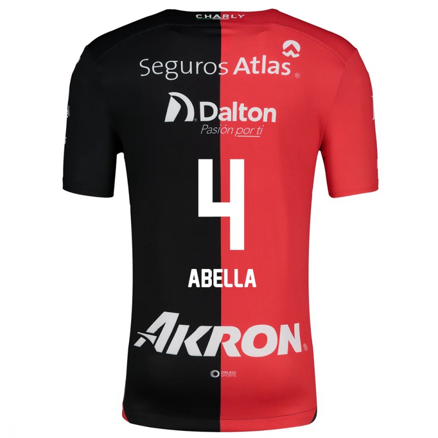 Niño Fútbol Camiseta José Abella #4 Negro Rojo 1ª Equipación 2024/25 México