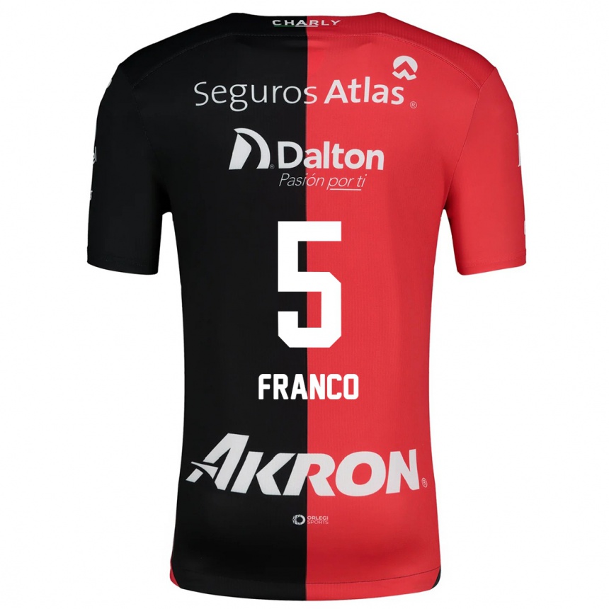 Niño Fútbol Camiseta Alejandra Franco #5 Negro Rojo 1ª Equipación 2024/25 México