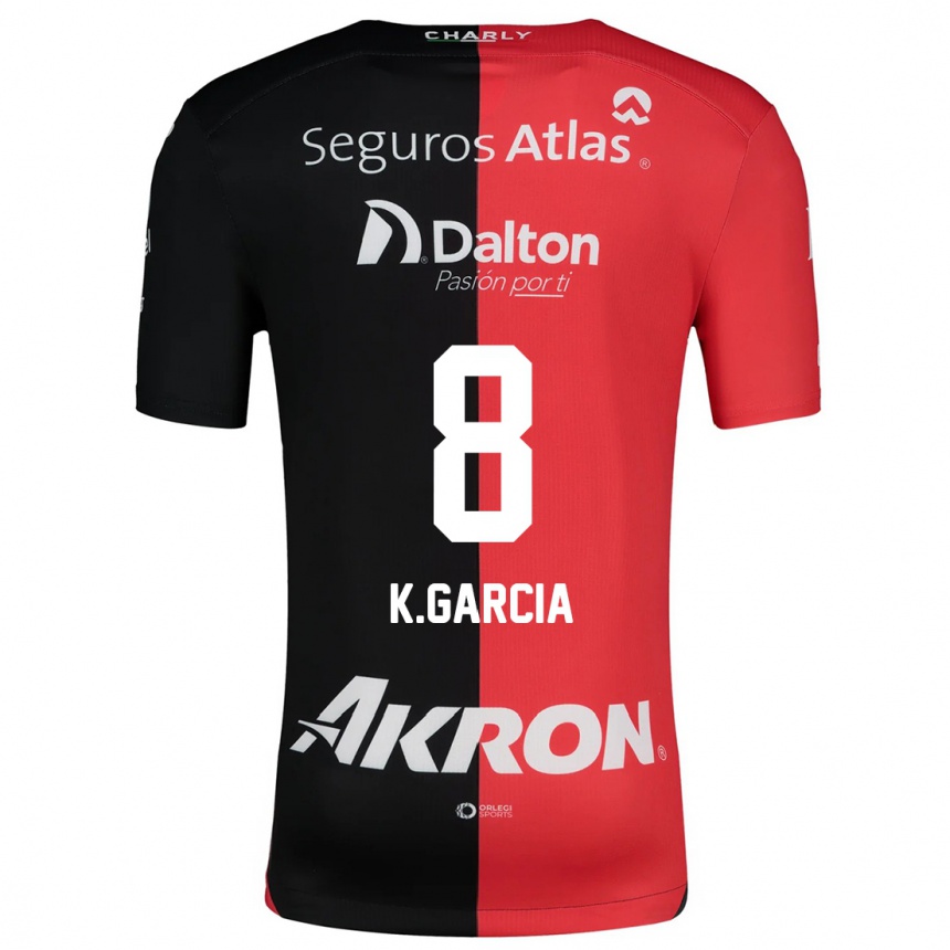 Niño Fútbol Camiseta Karen García #8 Negro Rojo 1ª Equipación 2024/25 México