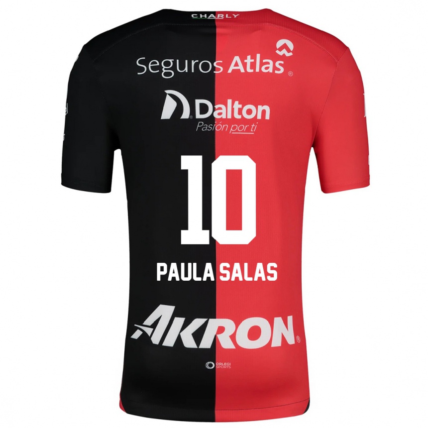 Niño Fútbol Camiseta María Paula Salas #10 Negro Rojo 1ª Equipación 2024/25 México