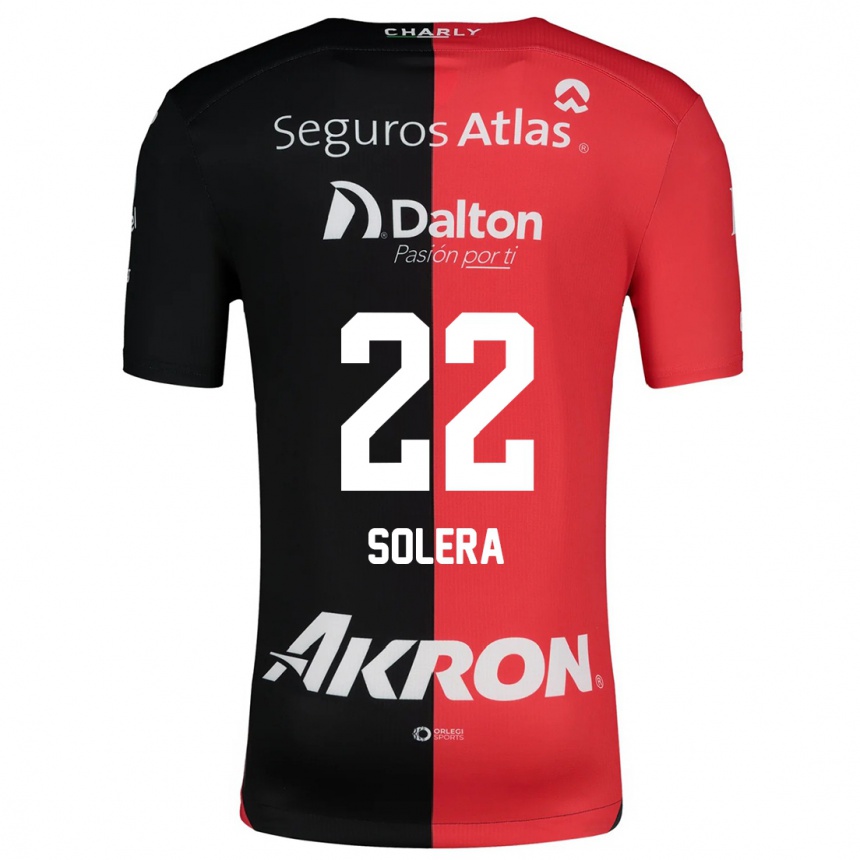 Niño Fútbol Camiseta Daniela Solera #22 Negro Rojo 1ª Equipación 2024/25 México