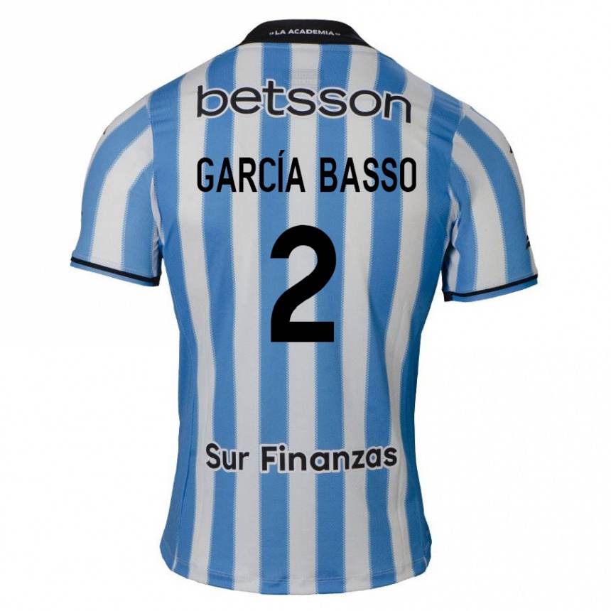 Niño Fútbol Camiseta Agustín García Basso #2 Azul Blanco Negro 1ª Equipación 2024/25 México