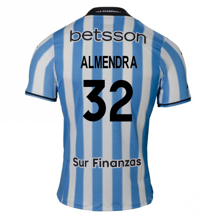 Niño Fútbol Camiseta Agustin Almendra #32 Azul Blanco Negro 1ª Equipación 2024/25 México