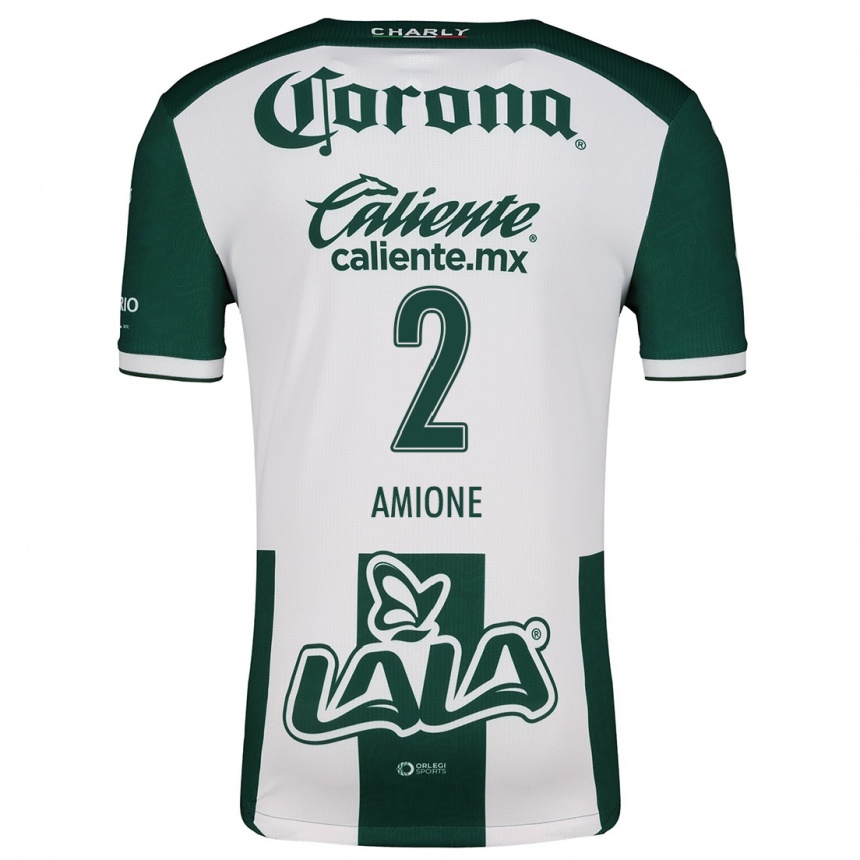 Niño Fútbol Camiseta Bruno Amione #2 Verde Blanco 1ª Equipación 2024/25 México