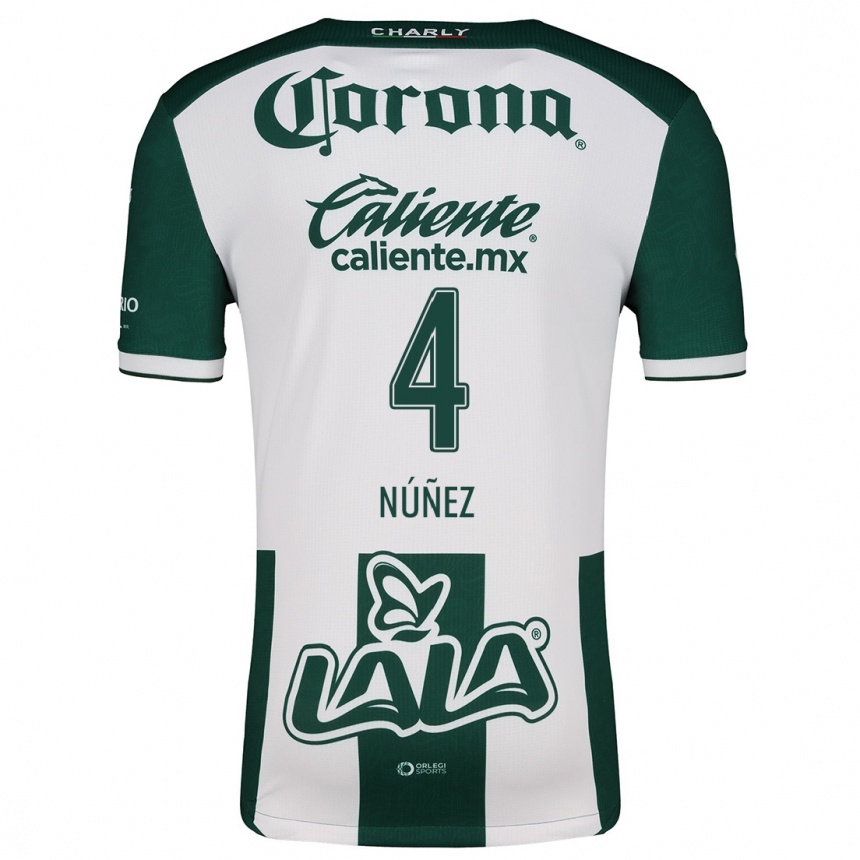 Niño Fútbol Camiseta Santiago Núñez #4 Verde Blanco 1ª Equipación 2024/25 México