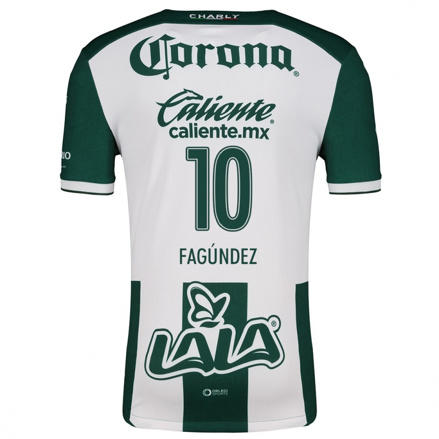 Niño Fútbol Camiseta Franco Fagúndez #10 Verde Blanco 1ª Equipación 2024/25 México