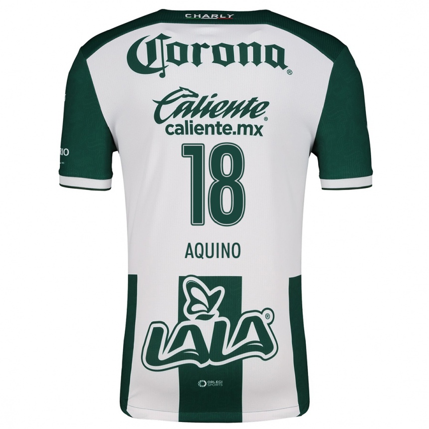 Niño Fútbol Camiseta Pedro Aquino #18 Verde Blanco 1ª Equipación 2024/25 México