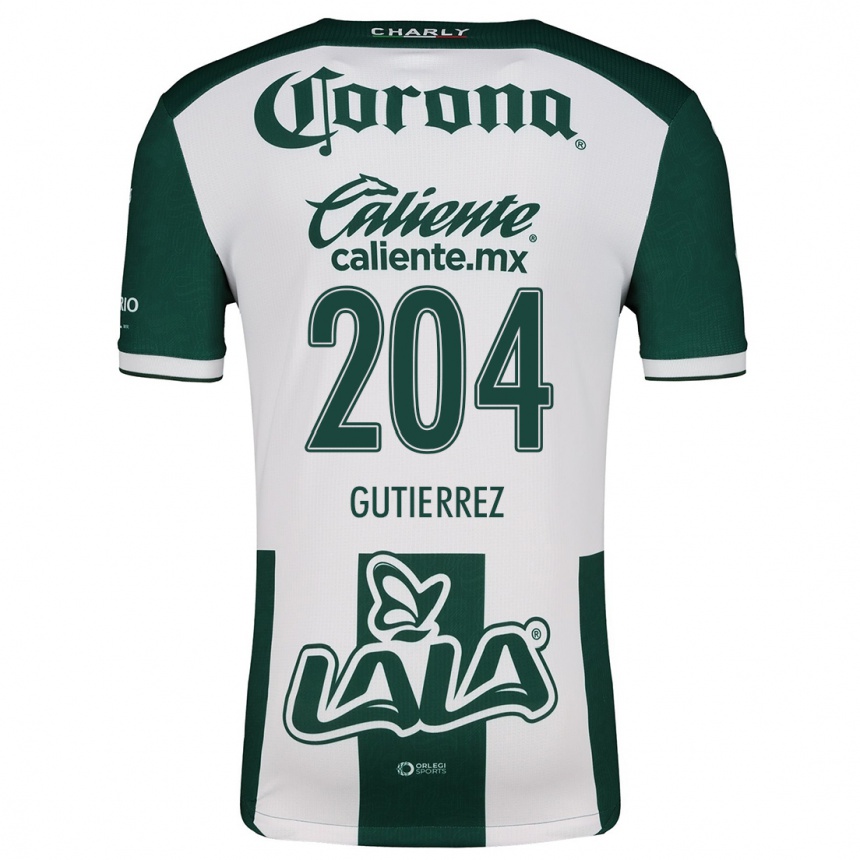 Niño Fútbol Camiseta Gabriel Gutiérrez #204 Verde Blanco 1ª Equipación 2024/25 México