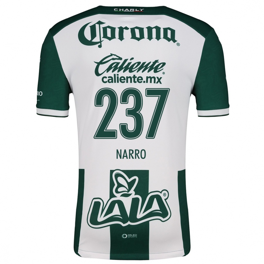 Niño Fútbol Camiseta Ernesto Narro #237 Verde Blanco 1ª Equipación 2024/25 México