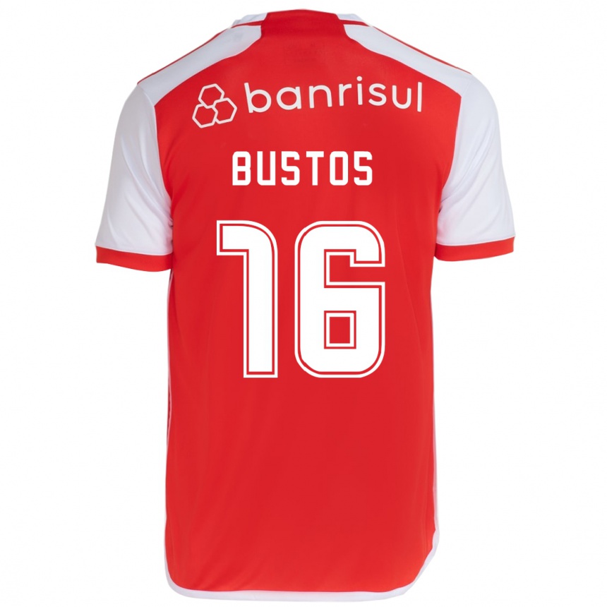 Niño Fútbol Camiseta Fabricio Bustos #16 Rojo Blanco 1ª Equipación 2024/25 México