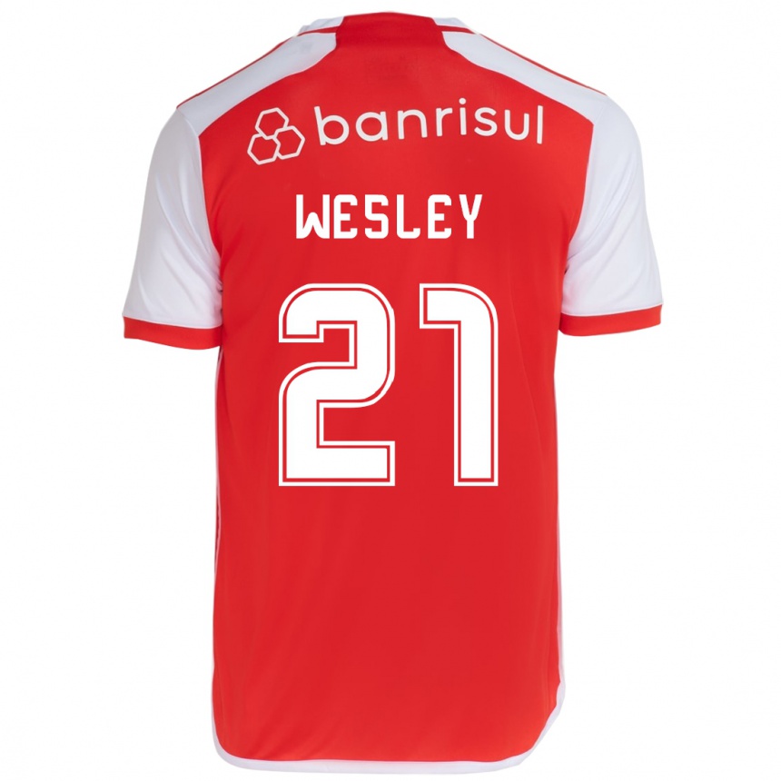 Niño Fútbol Camiseta Wesley #21 Rojo Blanco 1ª Equipación 2024/25 México