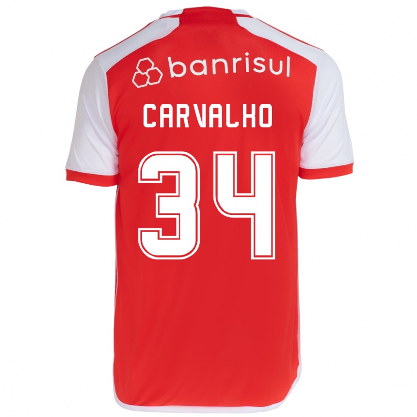 Niño Fútbol Camiseta Gabriel Carvalho #34 Rojo Blanco 1ª Equipación 2024/25 México