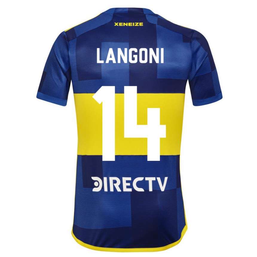 Niño Fútbol Camiseta Luca Langoni #14 Azul Amarillo 1ª Equipación 2024/25 México