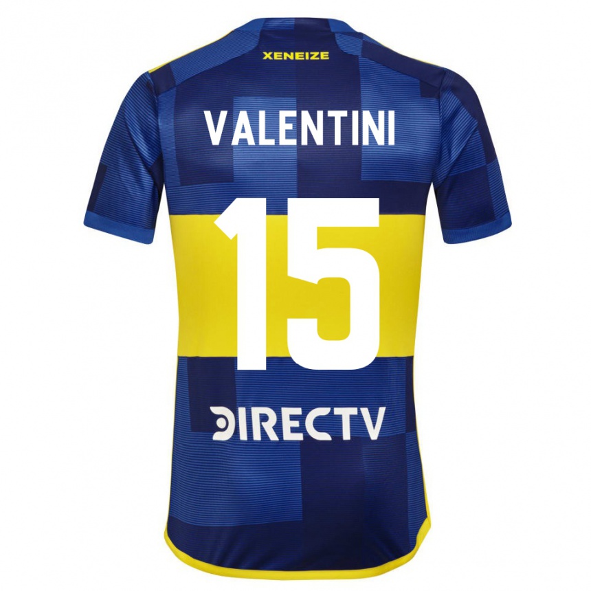 Niño Fútbol Camiseta Nicolás Valentini #15 Azul Amarillo 1ª Equipación 2024/25 México