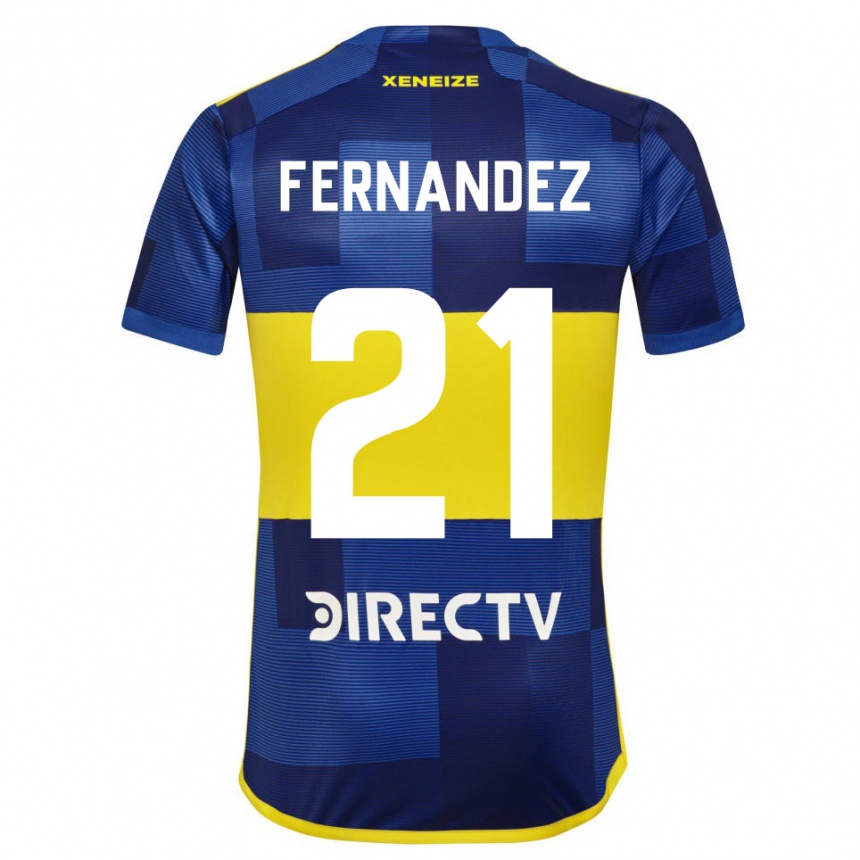 Niño Fútbol Camiseta Ezequiel Fernández #21 Azul Amarillo 1ª Equipación 2024/25 México