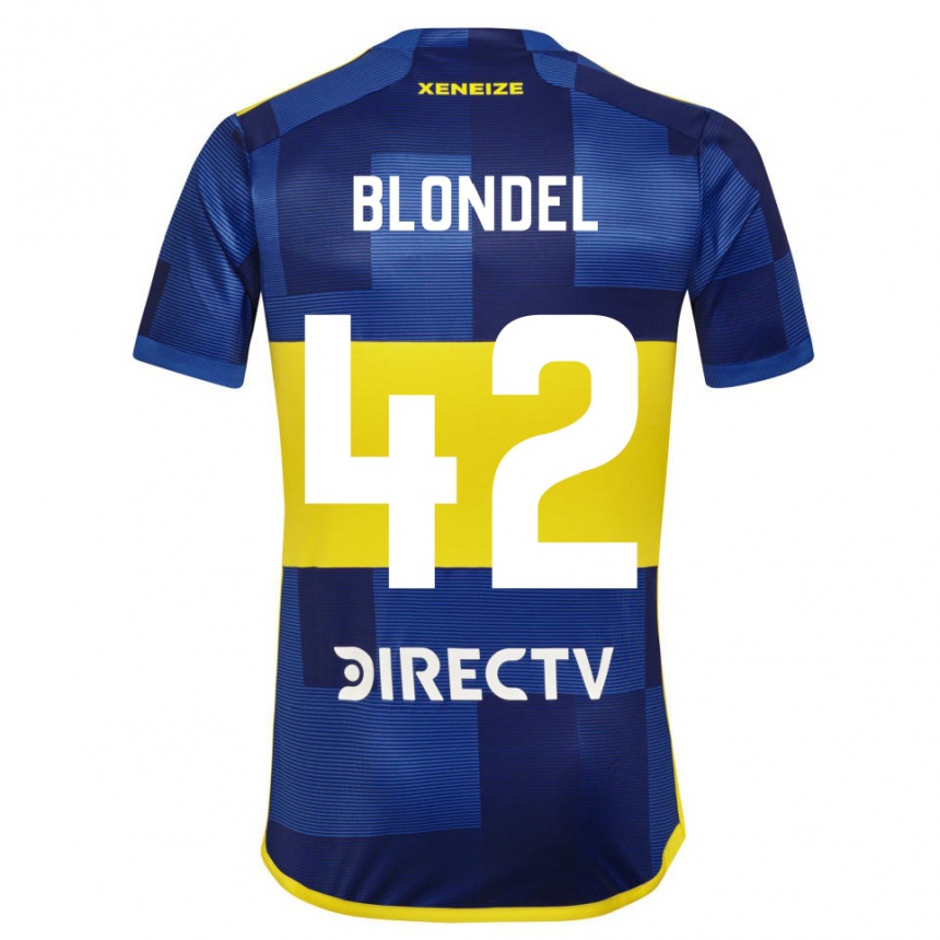 Niño Fútbol Camiseta Lucas Blondel #42 Azul Amarillo 1ª Equipación 2024/25 México