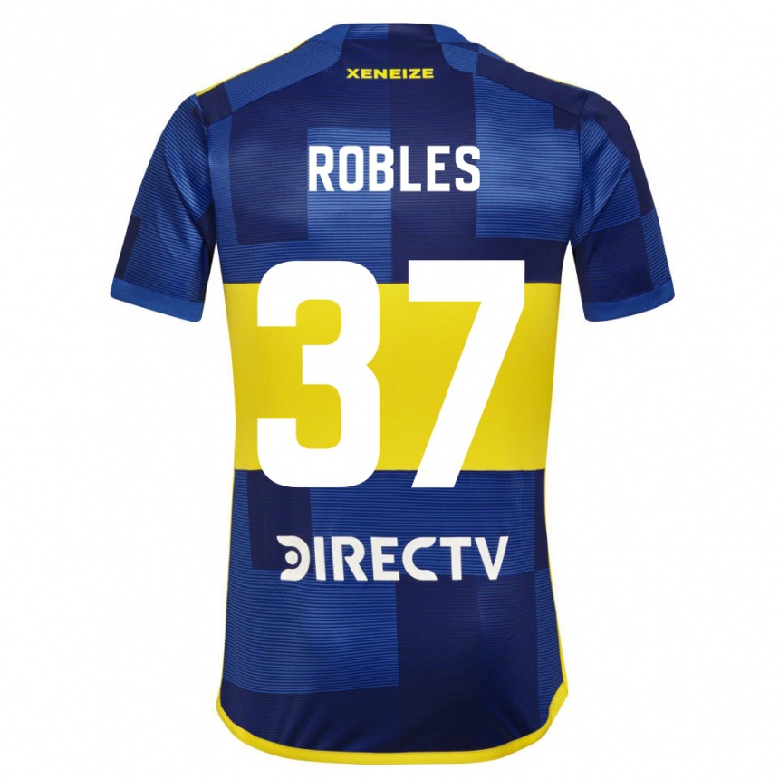 Niño Fútbol Camiseta Sebastian Diaz Robles #37 Azul Amarillo 1ª Equipación 2024/25 México