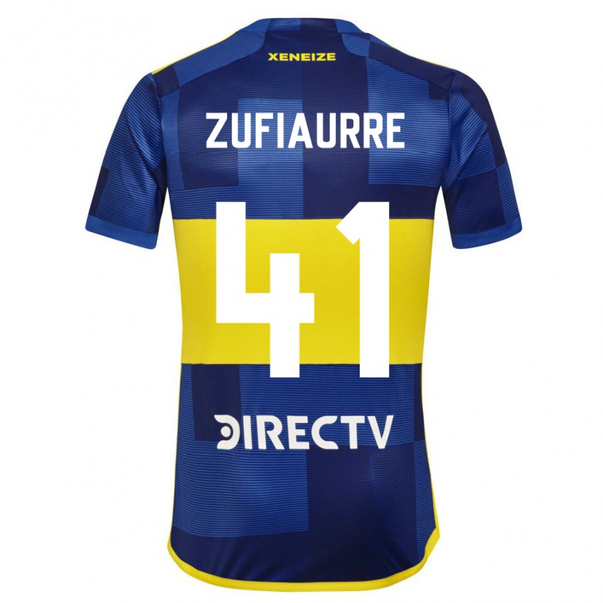 Niño Fútbol Camiseta Iker Zufiaurre #41 Azul Amarillo 1ª Equipación 2024/25 México