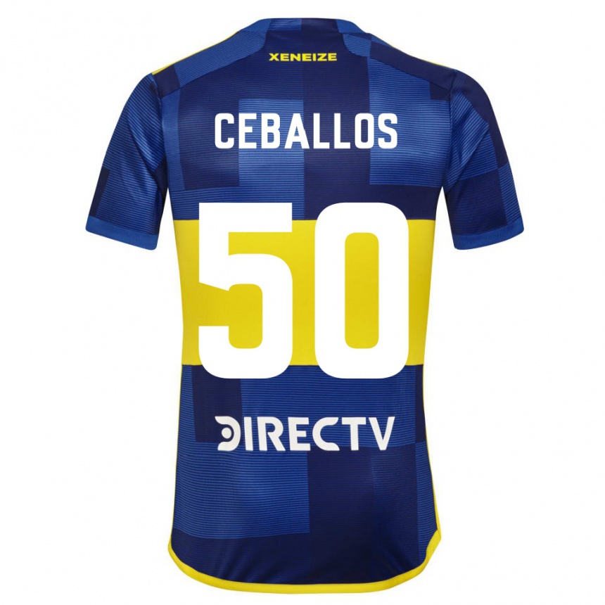 Niño Fútbol Camiseta Julián Ceballos #50 Azul Amarillo 1ª Equipación 2024/25 México