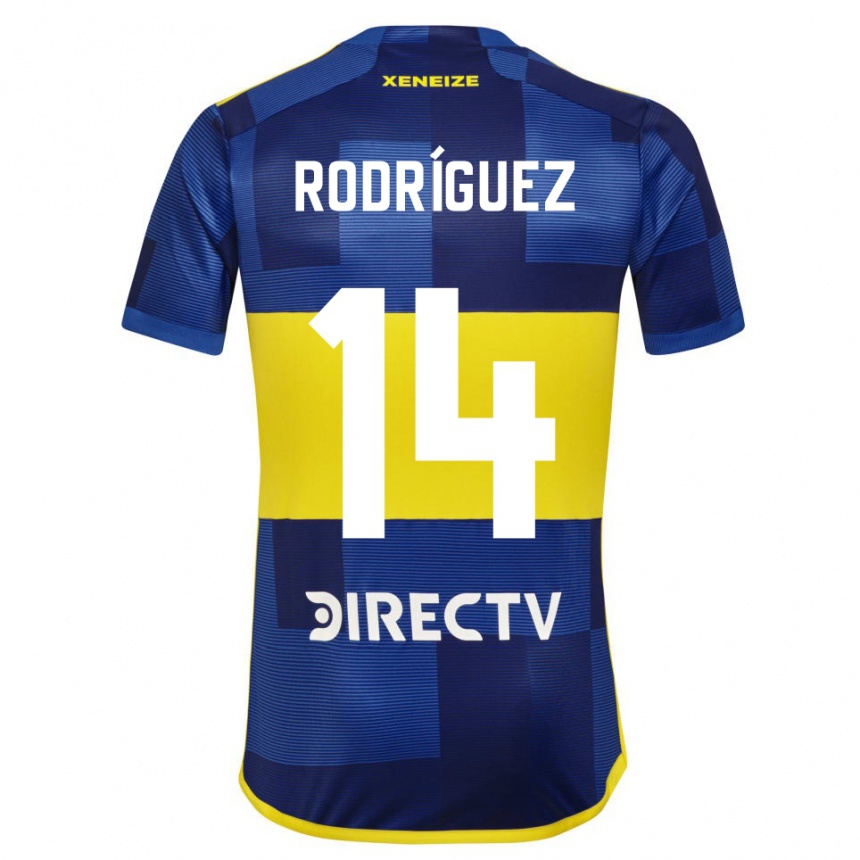 Niño Fútbol Camiseta Isaías Rodríguez #14 Azul Amarillo 1ª Equipación 2024/25 México