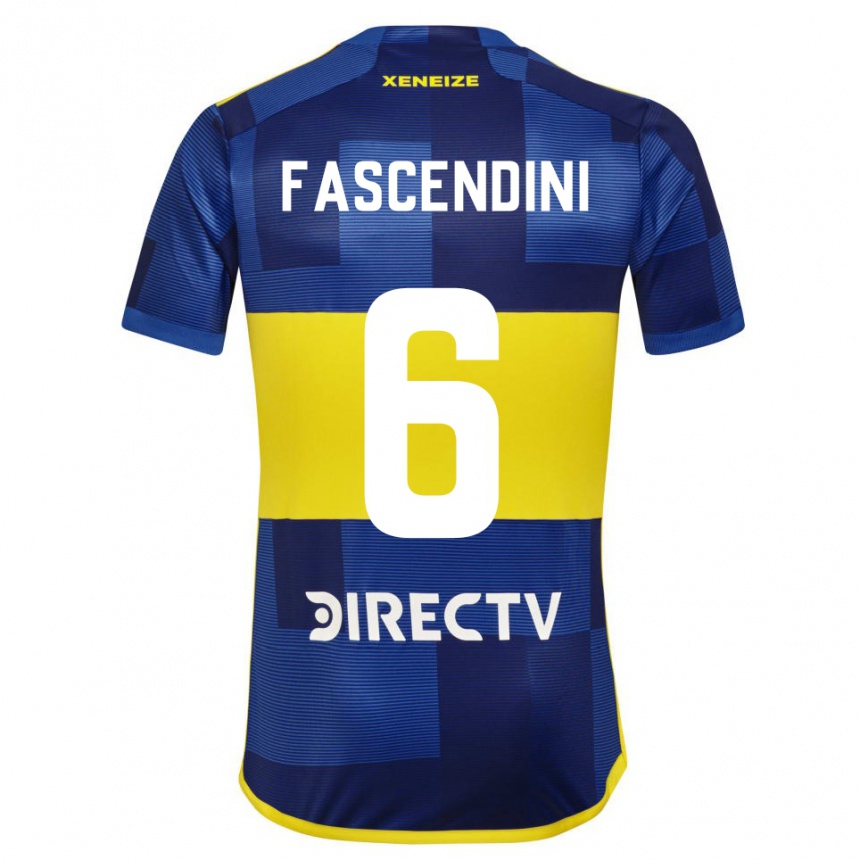 Niño Fútbol Camiseta Valentin Fascendini #6 Azul Amarillo 1ª Equipación 2024/25 México