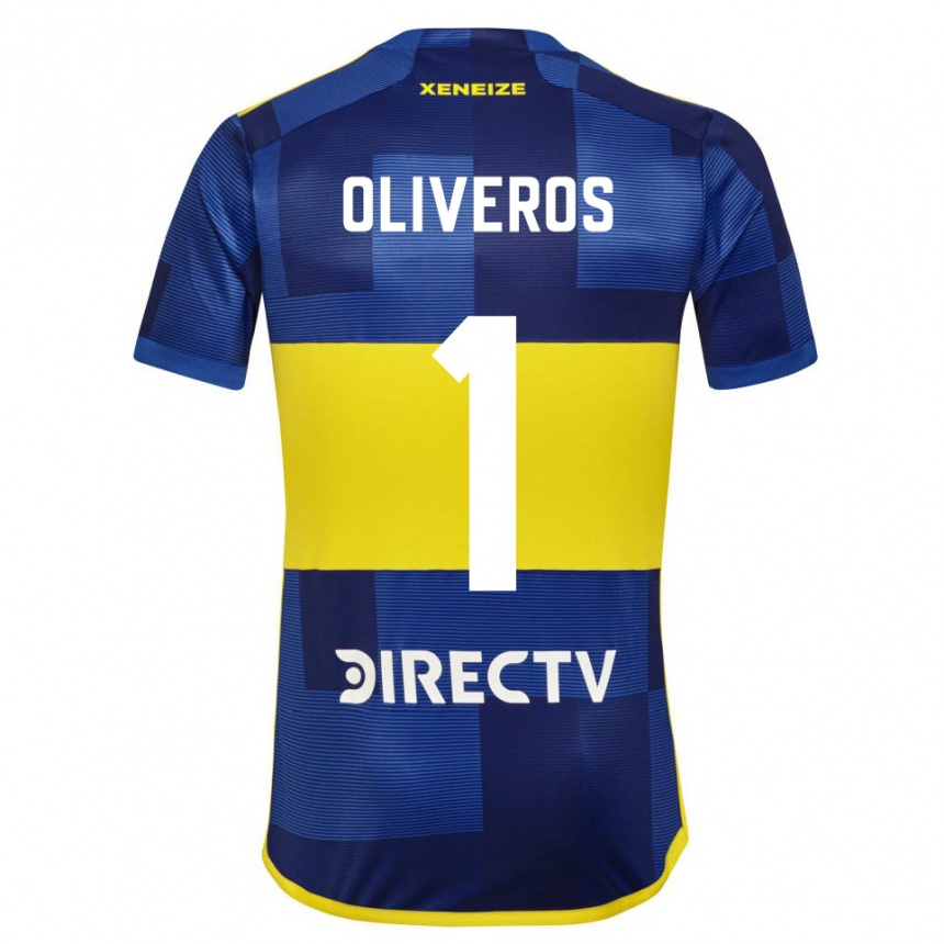 Niño Fútbol Camiseta Laurina Oliveros #1 Azul Amarillo 1ª Equipación 2024/25 México