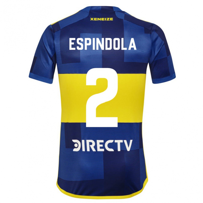 Niño Fútbol Camiseta Noelia Espindola #2 Azul Amarillo 1ª Equipación 2024/25 México