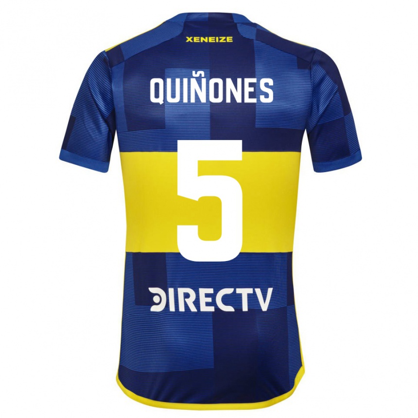 Niño Fútbol Camiseta Florencia Quiñones #5 Azul Amarillo 1ª Equipación 2024/25 México