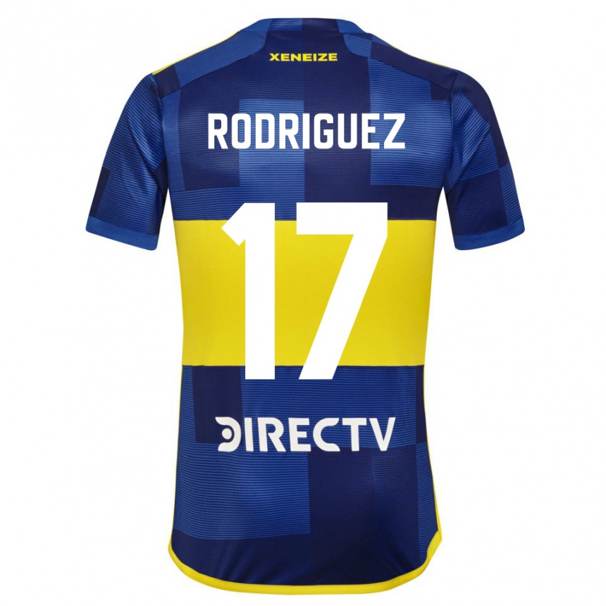 Niño Fútbol Camiseta Fanny Rodriguez #17 Azul Amarillo 1ª Equipación 2024/25 México