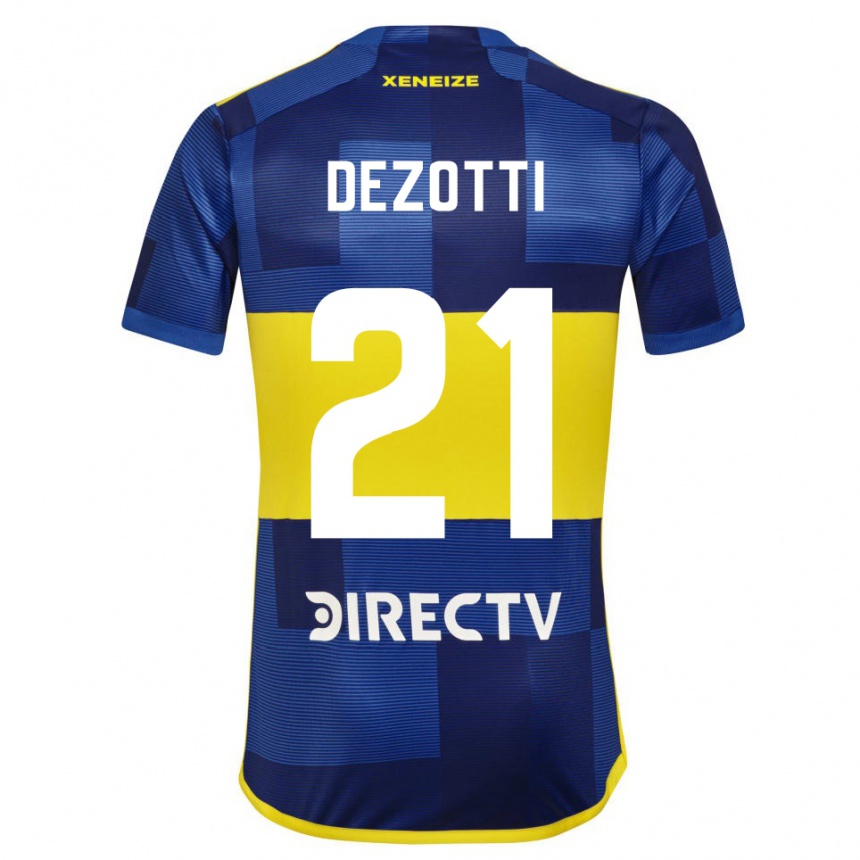 Niño Fútbol Camiseta Martina Dezotti #21 Azul Amarillo 1ª Equipación 2024/25 México