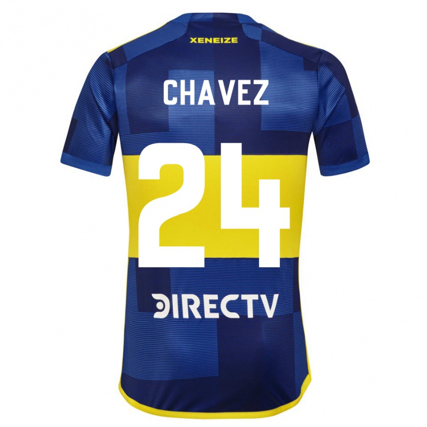 Niño Fútbol Camiseta Gabriela Chavez #24 Azul Amarillo 1ª Equipación 2024/25 México