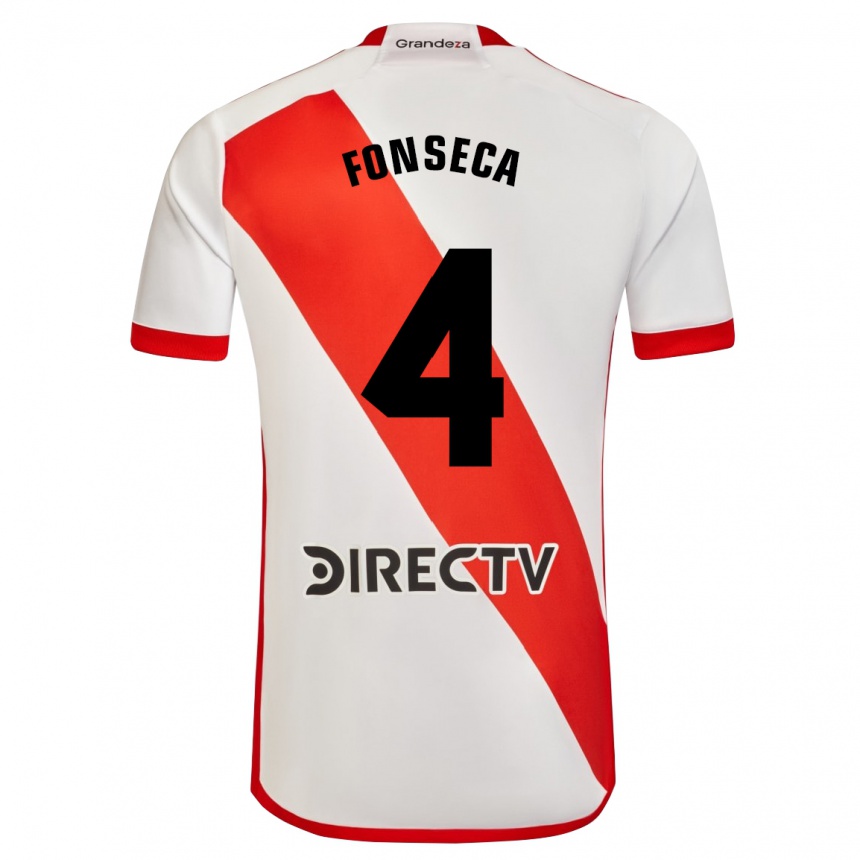 Niño Fútbol Camiseta Nicolás Fonseca #4 Blanco Rojo 1ª Equipación 2024/25 México