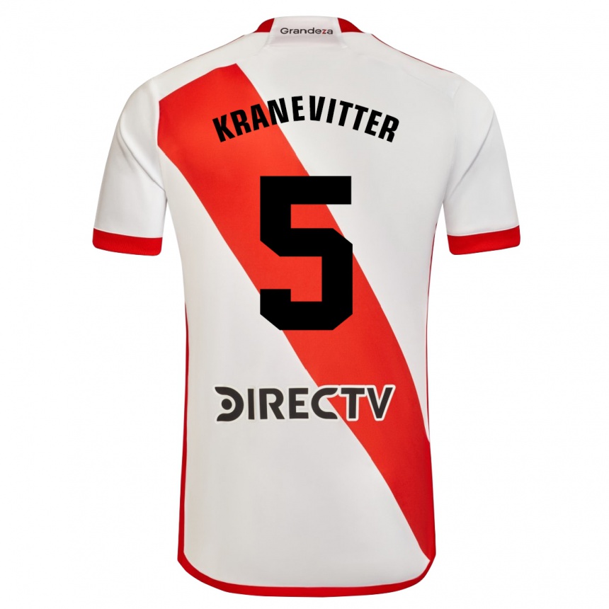 Niño Fútbol Camiseta Matías Kranevitter #5 Blanco Rojo 1ª Equipación 2024/25 México