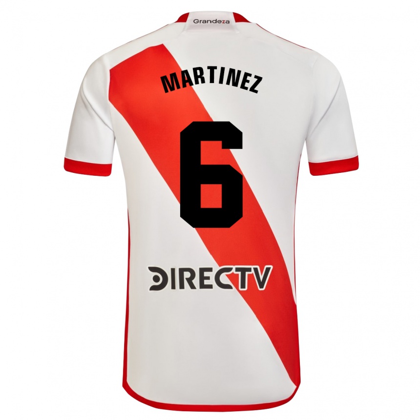 Niño Fútbol Camiseta David Martínez #6 Blanco Rojo 1ª Equipación 2024/25 México