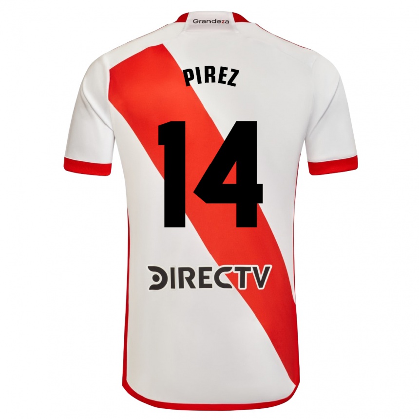 Niño Fútbol Camiseta Leandro González Pírez #14 Blanco Rojo 1ª Equipación 2024/25 México