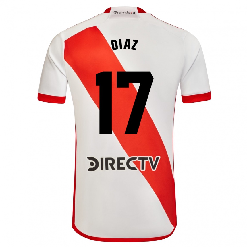 Niño Fútbol Camiseta Paulo Díaz #17 Blanco Rojo 1ª Equipación 2024/25 México