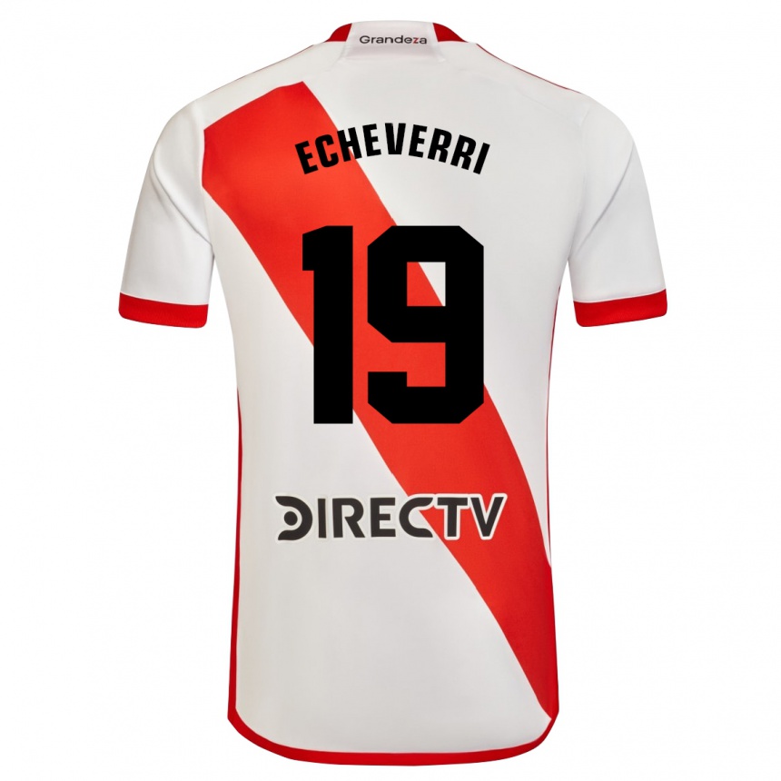 Niño Fútbol Camiseta Claudio Echeverri #19 Blanco Rojo 1ª Equipación 2024/25 México