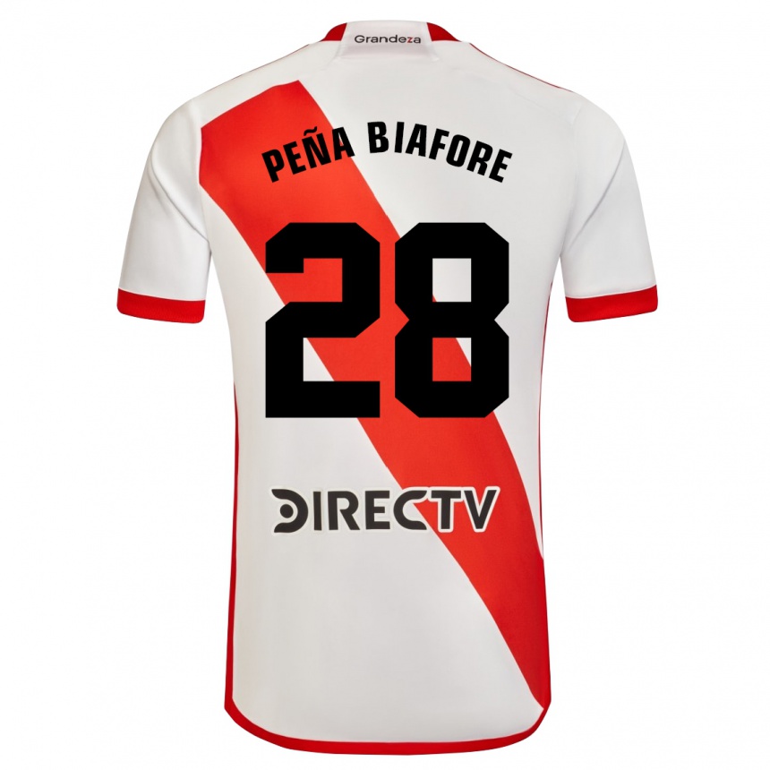 Niño Fútbol Camiseta Felipe Peña Biafore #28 Blanco Rojo 1ª Equipación 2024/25 México