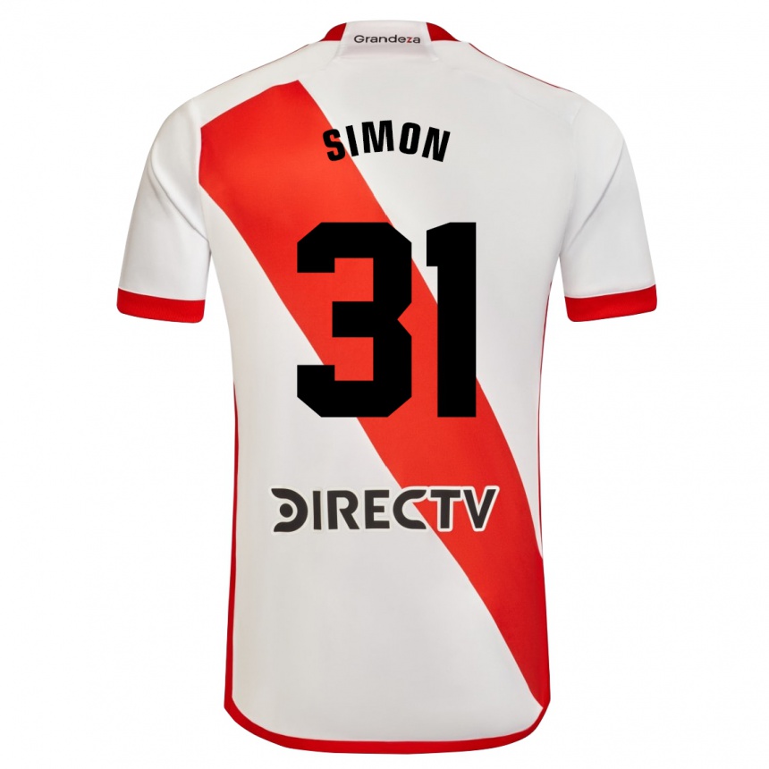 Niño Fútbol Camiseta Santiago Simón #31 Blanco Rojo 1ª Equipación 2024/25 México