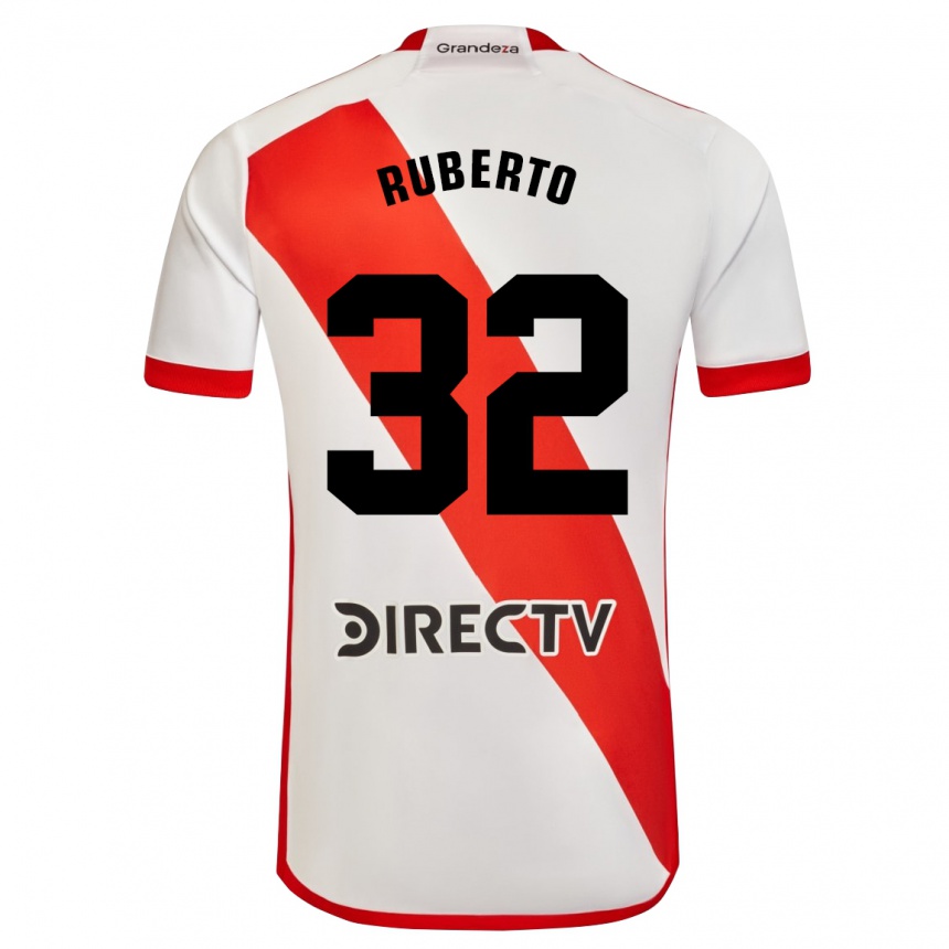 Niño Fútbol Camiseta Agustín Ruberto #32 Blanco Rojo 1ª Equipación 2024/25 México