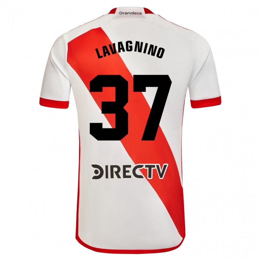 Niño Fútbol Camiseta Lucas Lavagnino #37 Blanco Rojo 1ª Equipación 2024/25 México