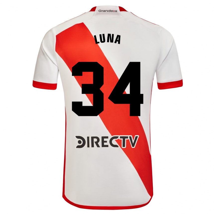 Niño Fútbol Camiseta Jonás Luna #34 Blanco Rojo 1ª Equipación 2024/25 México