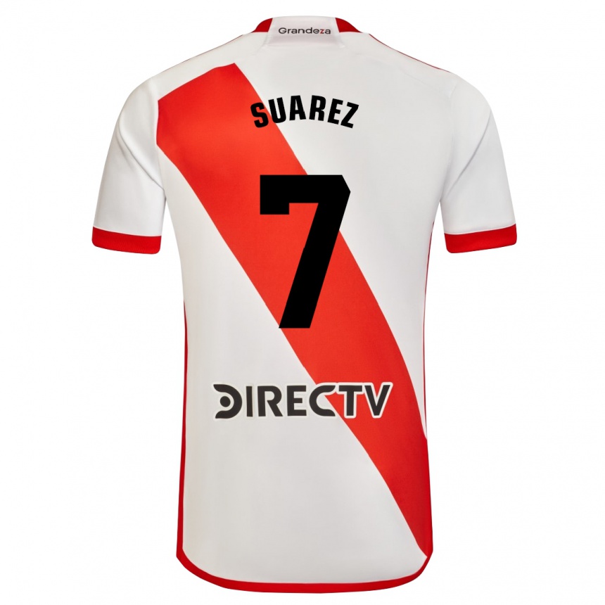 Niño Fútbol Camiseta Matías Suárez #7 Blanco Rojo 1ª Equipación 2024/25 México