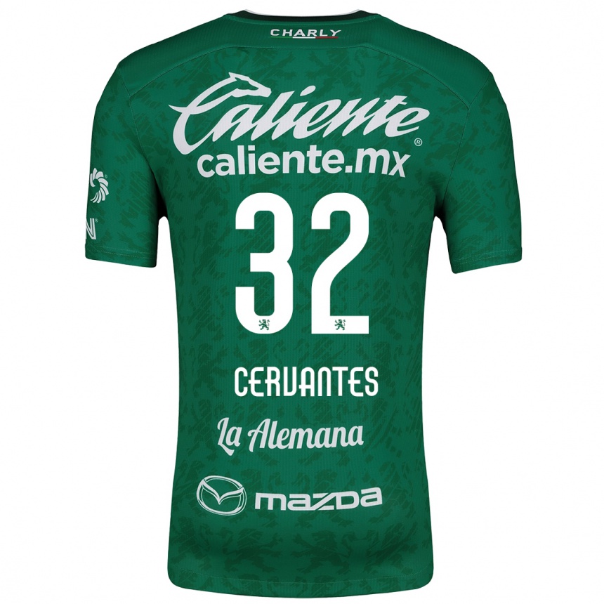 Niño Fútbol Camiseta Luis Cervantes #32 Verde Blanco 1ª Equipación 2024/25 México