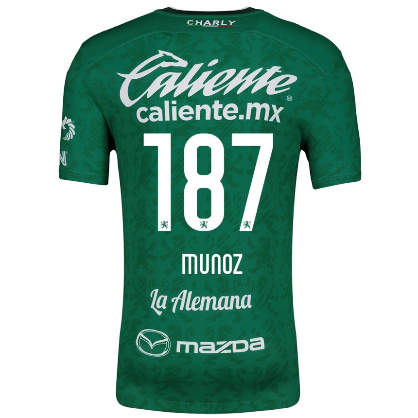 Niño Fútbol Camiseta Diego Muñoz #187 Verde Blanco 1ª Equipación 2024/25 México