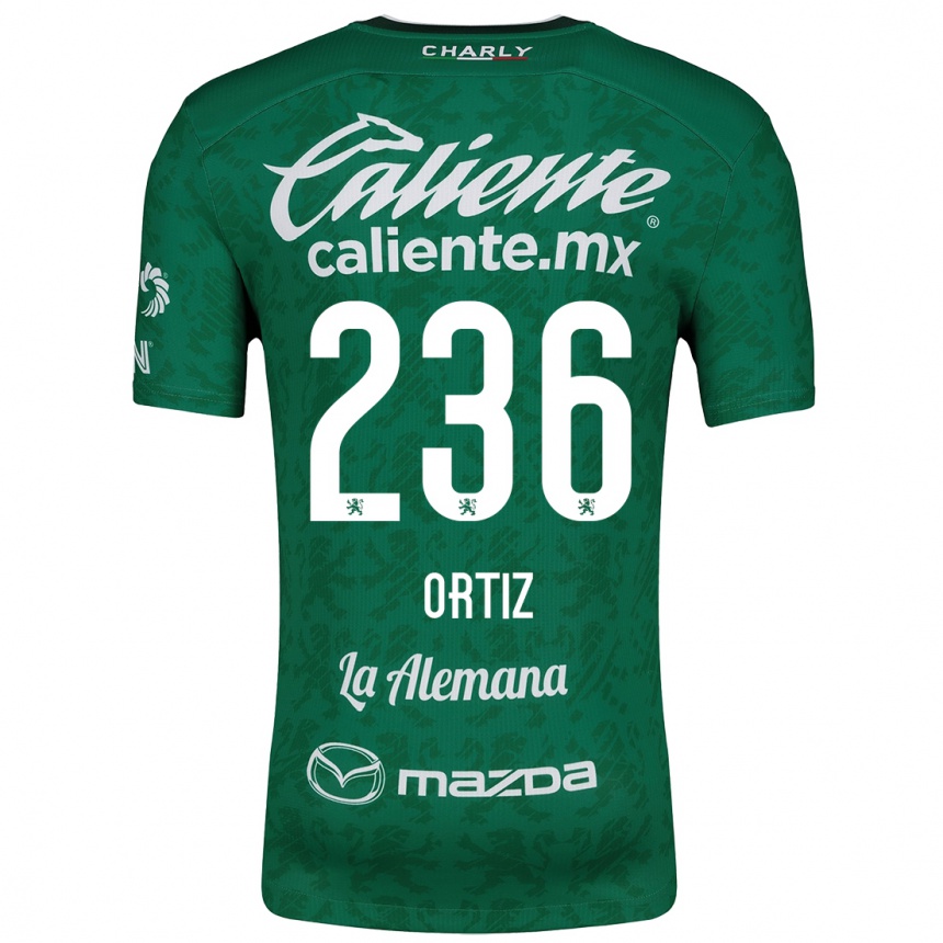 Niño Fútbol Camiseta Youssef Ortiz #236 Verde Blanco 1ª Equipación 2024/25 México